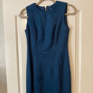 Teal faux suede shift dress